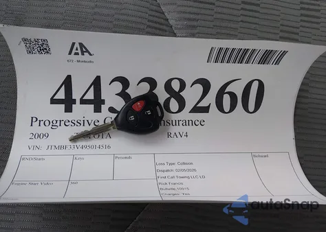 2009 Toyota Rav4 z USA, uszkodzony, nr VIN JTMBF33V495014516